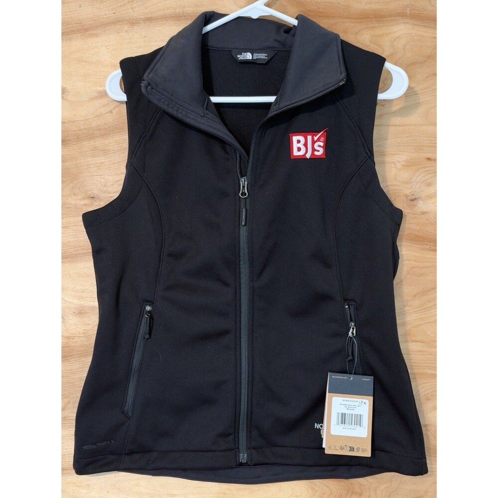 NWT The North Face Women Med Full Zip Ridgewell Soft Shell Vest Black BJ’s Embro